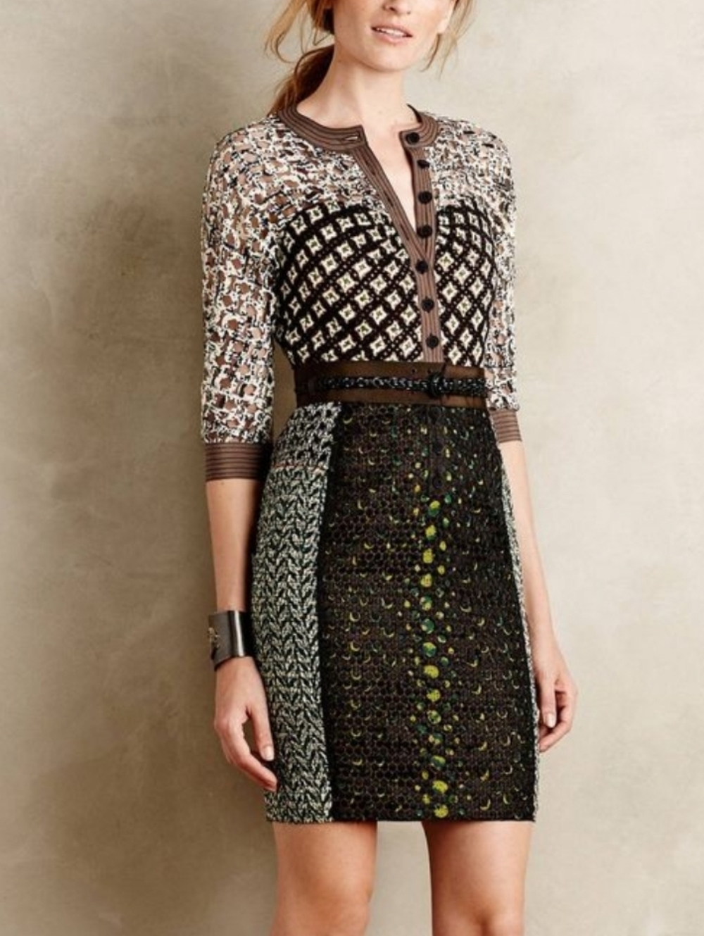 Byron Lars Beguile Melodist Mixed Media Cocktail Dress